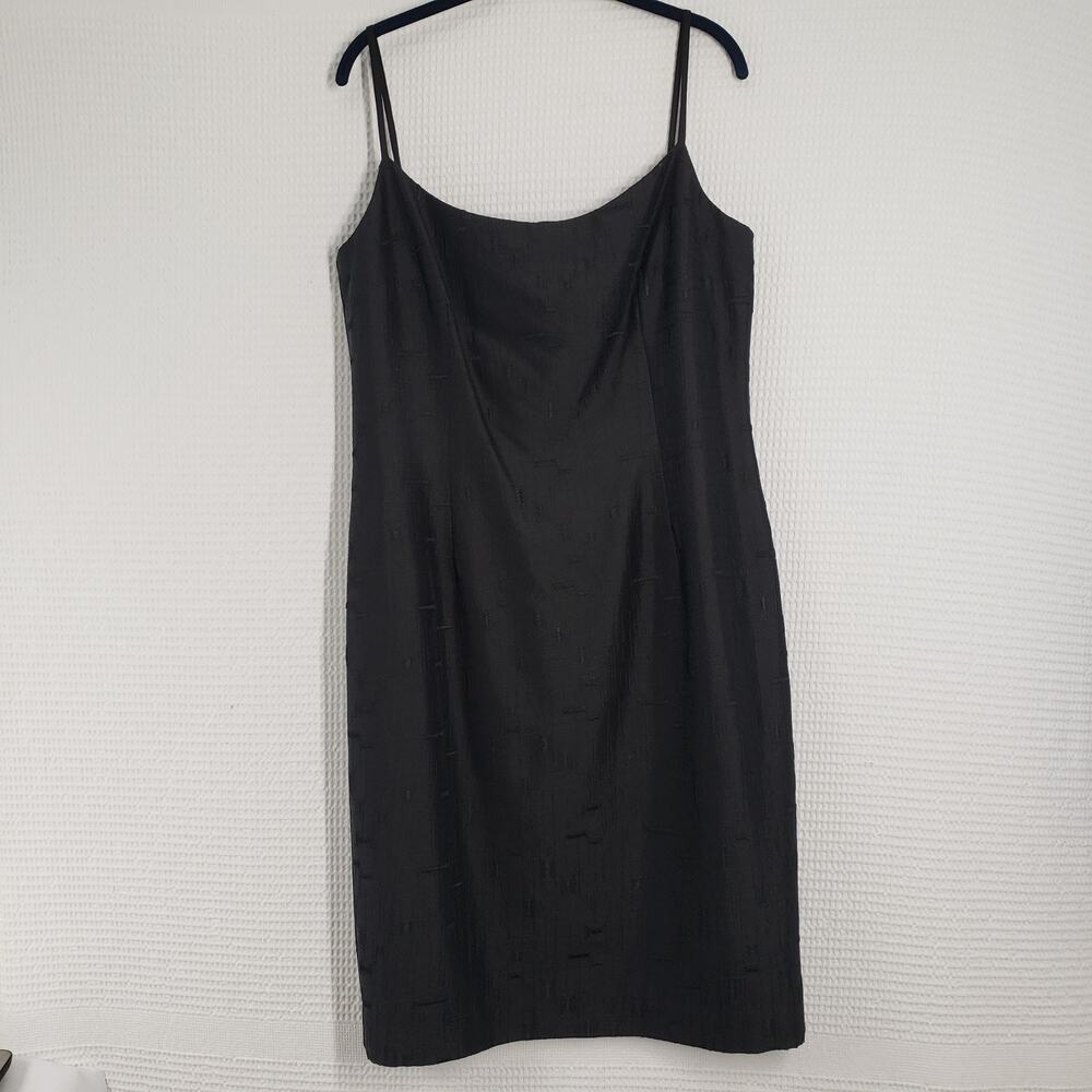 Vintage Talbots Silk Slip Dress Womens 14 Black Embroidered Cocktail Wedding 90s